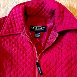 Old Navy Red Quilted Jacket w/ Satin Interior - Size Large